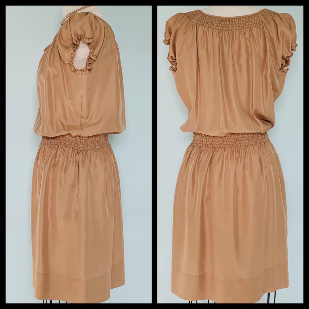 Talbots Petites Smocked Silk Dress Petite MP, NWT - Picture 4 of 7